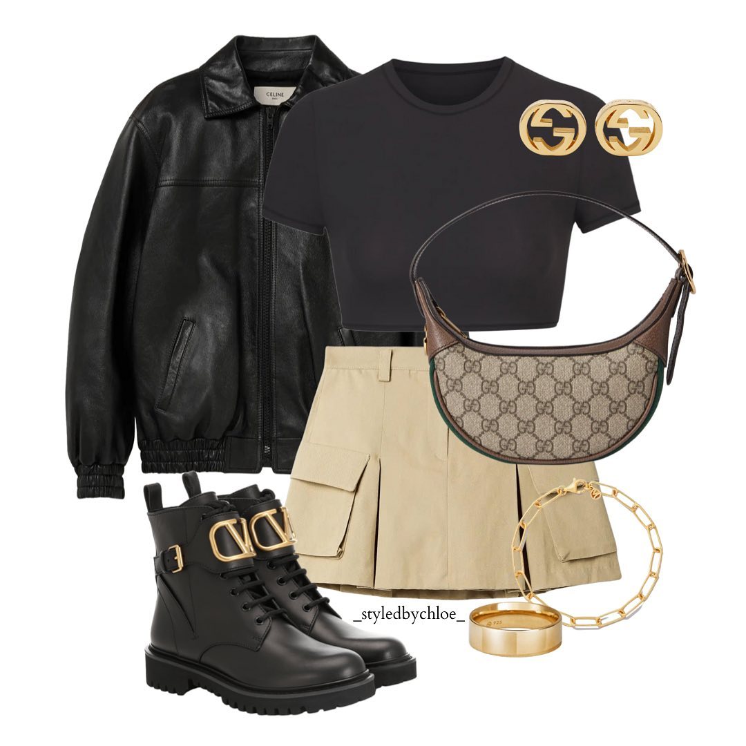 A Black Leather Jacket and Cargo Mini: Utility Dressing with a Polished Edge