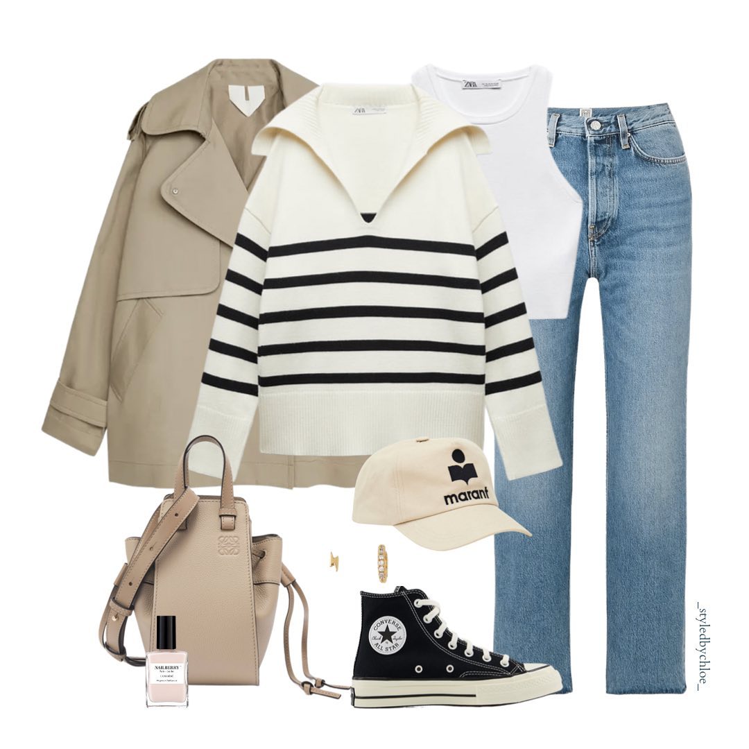 A Trench, Striped Knit, and Light Denim: Relaxed Parisian Layers for Everyday Wear